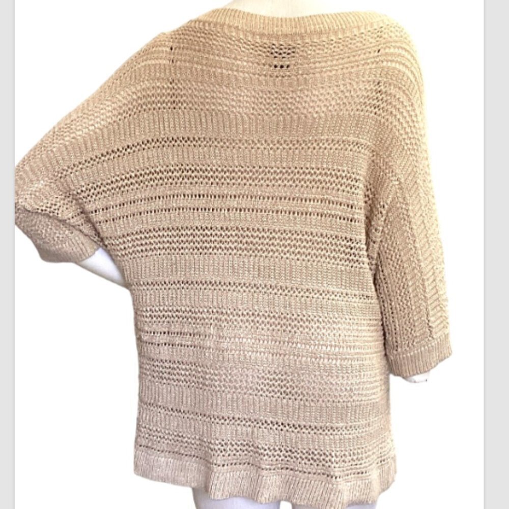 Chico's Travelers Metallic Gold Knit Tunic Top 3 (XL/16) #354S - Picture 5 of 9